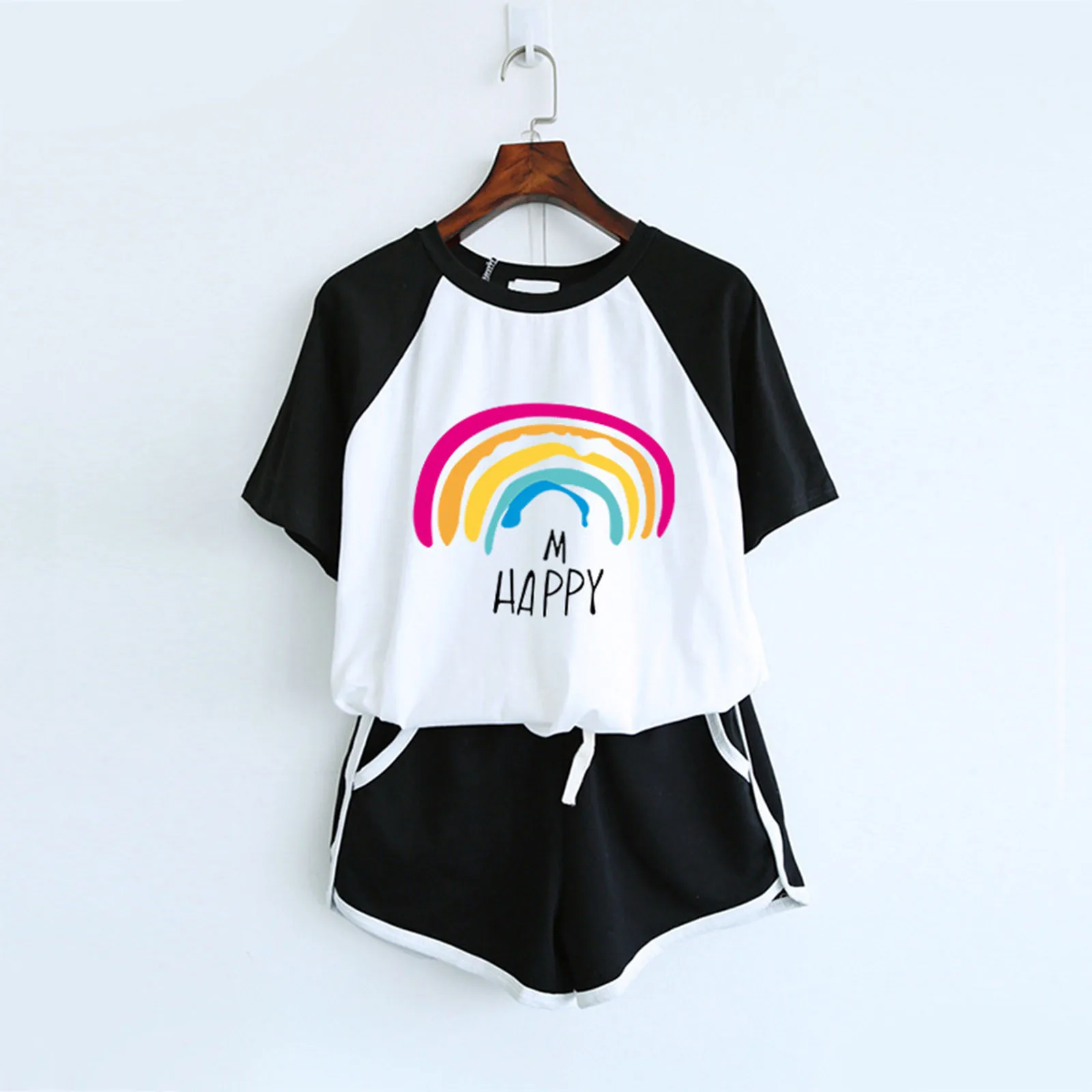 Girls Rainbow Printed Cute Short Sleeve Cotton Pajamas Sets For Women Nightshirt Casual Home Short Sleepwear Women Sets
Girls Rainbow Printed Cute Short Sleeve Cotton Pajamas Sets For Women Nightshirt Casual Home Short Sleepwear Women Sets