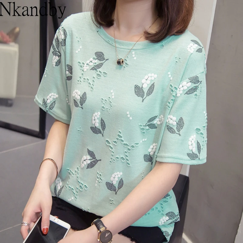 Nkandby Cotton Tops Tees 2021 Summer Women Casual Loose Hole Print Short Sleeve T-shirt Oversize Street Style Basic Tshirt
Nkandby Cotton Tops Tees 2021 Summer Women Casual Loose Hole Print Short Sleeve T-shirt Oversize Street Style Basic Tshirt