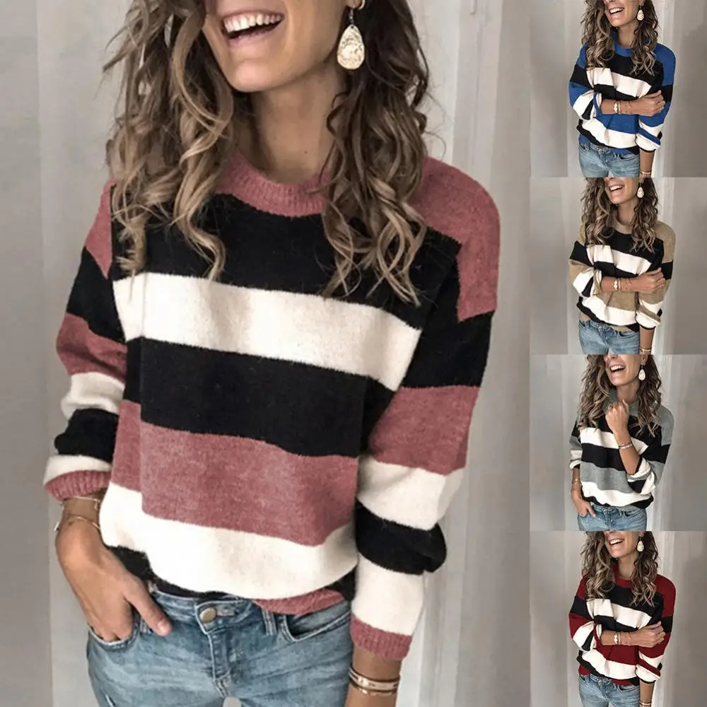 Ele-Choices Women Fall Casual Long Sleeve Pullover O Neck Color Block Loose Knitted Sweater
Ele-Choices Women Fall Casual Long Sleeve Pullover O Neck Color Block Loose Knitted Sweater