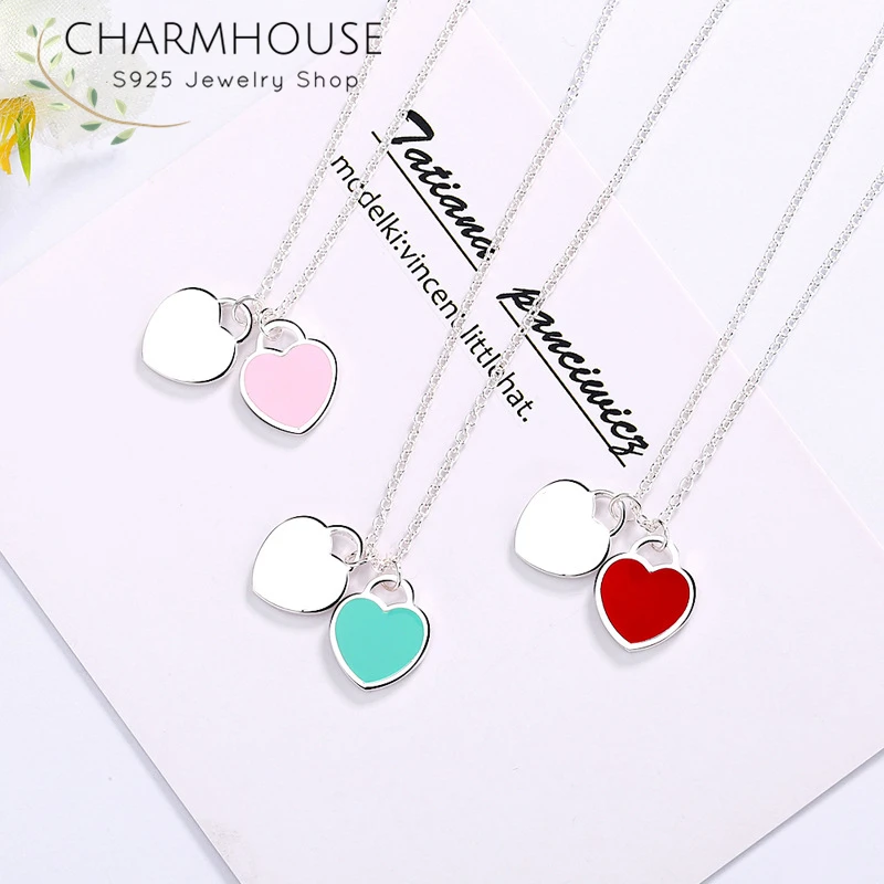 Pure Silver Necklaces For Women Double Hearts Pendant & Necklace Chains Collier Femme Wedding Bridal Jewelry Accesories Bijoux
Pure Silver Necklaces For Women Double Hearts Pendant & Necklace Chains Collier Femme Wedding Bridal Jewelry Accesories Bijoux