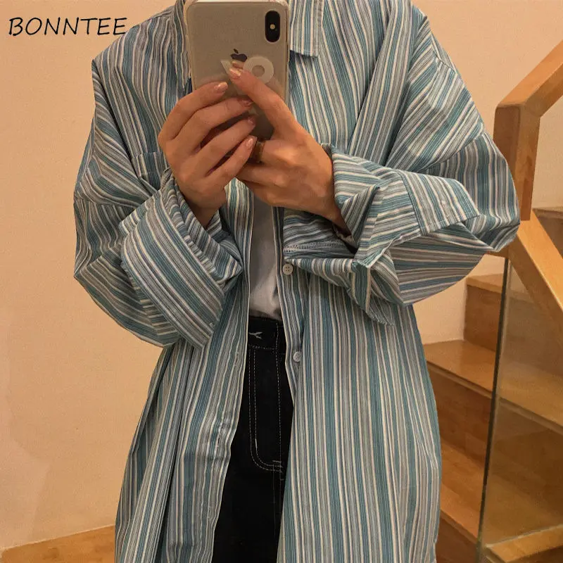 Women Shirts Striped 2XL Baggy Autumn Female Outwear Simple Ins Hot Selling Unisex Leisure Ulzzang All-match Daily BF Harajuku
Women Shirts Striped 2XL Baggy Autumn Female Outwear Simple Ins Hot Selling Unisex Leisure Ulzzang All-match Daily BF Harajuku