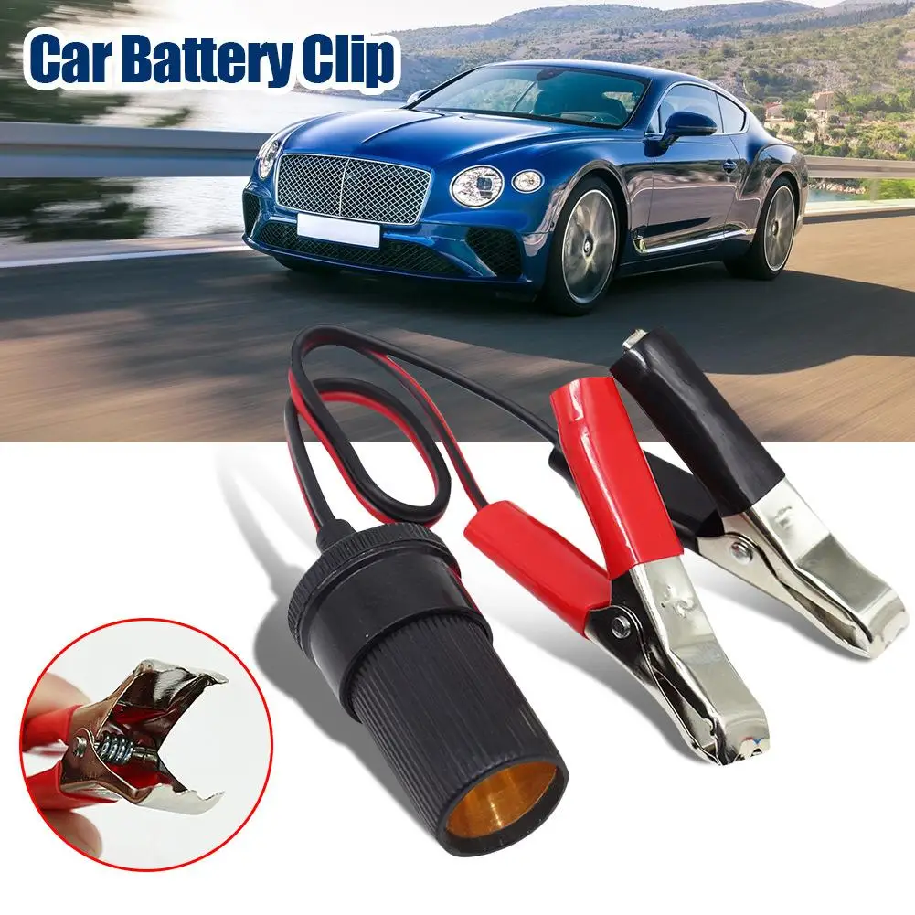 

12V 30cm Car Battery Terminal Clip-on Vehicle Car Cigarette Lighter Socket Female Adapter 20A Alligator Clips Extension Cord