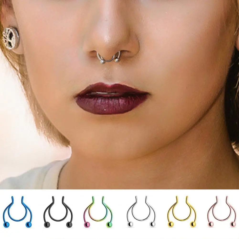 Hot Sales 6Pcs Nose Studs Two Beads Cool Unisex Stainless Steel Nose Rings for Club 
Hot Sales 6Pcs Nose Studs Two Beads Cool Unisex Stainless Steel Nose Rings for Club