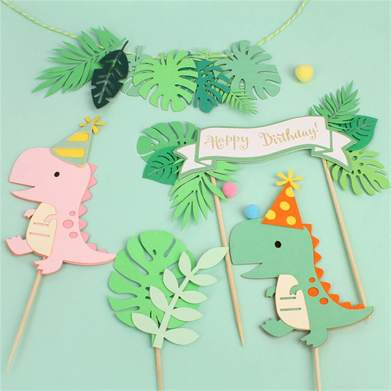 Birthday Party Decoration Cute Dinosaur Green Leaf Cake Insert Card Happy Birthday Adornment Jungle Party Supplies Baby Shower
Birthday Party Decoration Cute Dinosaur Green Leaf Cake Insert Card Happy Birthday Adornment Jungle Party Supplies Baby Shower