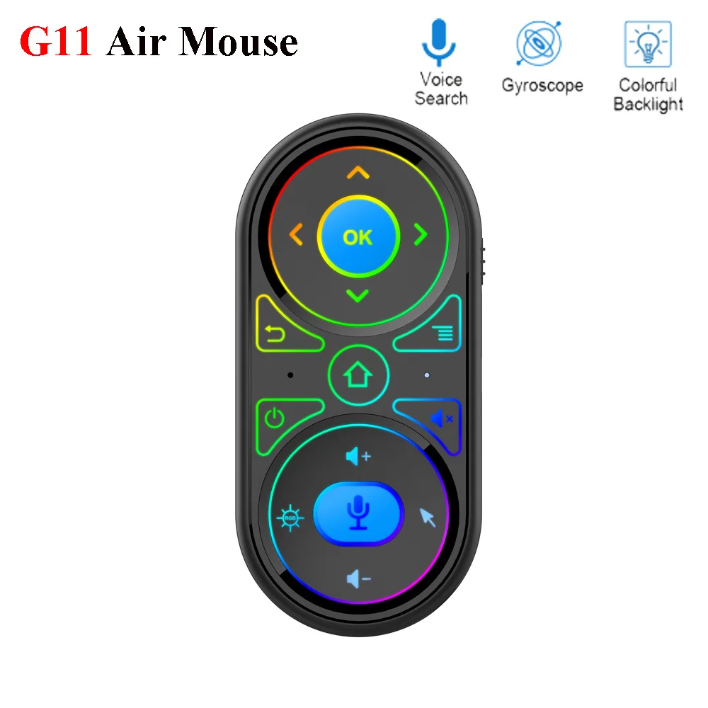 2020 New G11 Air Mouse Google Voice Microphone RGB Backlit Gyro remote control IR Learning 2.4G Wilress rechargeable mini remote
2020 New G11 Air Mouse Google Voice Microphone RGB Backlit Gyro remote control IR Learning 2.4G Wilress rechargeable mini remote