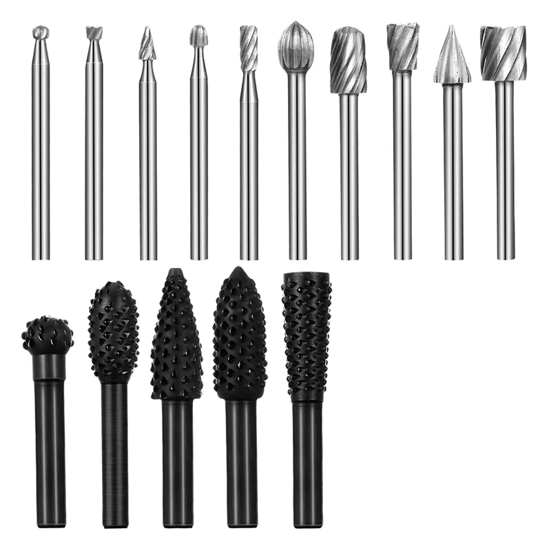 15 Pcs Woodworking Drill Bits Set Including 5 Pieces Rotary Rasp File Bits and 10 Pcs Wood Carving Rotary Burr Bits
15 Pcs Woodworking Drill Bits Set Including 5 Pieces Rotary Rasp File Bits and 10 Pcs Wood Carving Rotary Burr Bits
