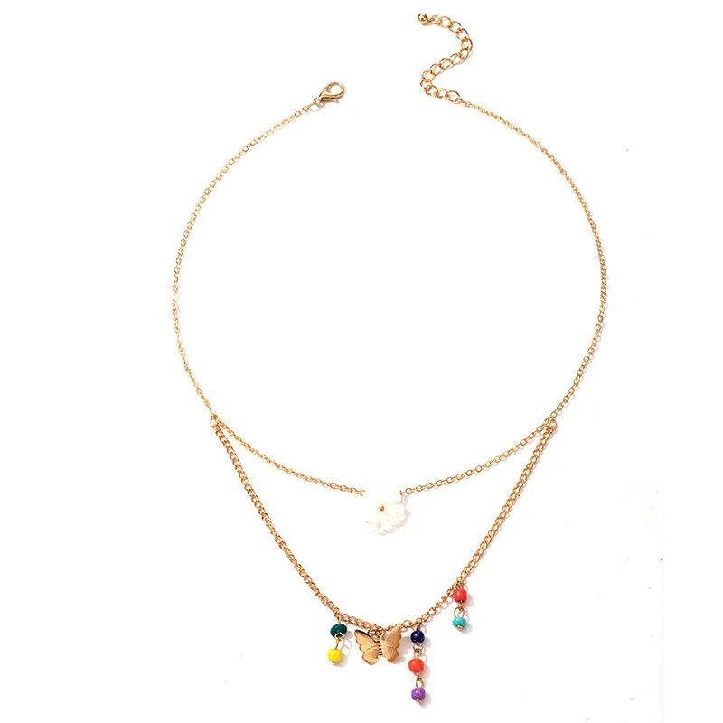 Popular Fashion Color Rice Bead Tassel Necklace White Flower Butterfly Alloy Pendant Double Layer Lady Necklace Jewelry
Popular Fashion Color Rice Bead Tassel Necklace White Flower Butterfly Alloy Pendant Double Layer Lady Necklace Jewelry
