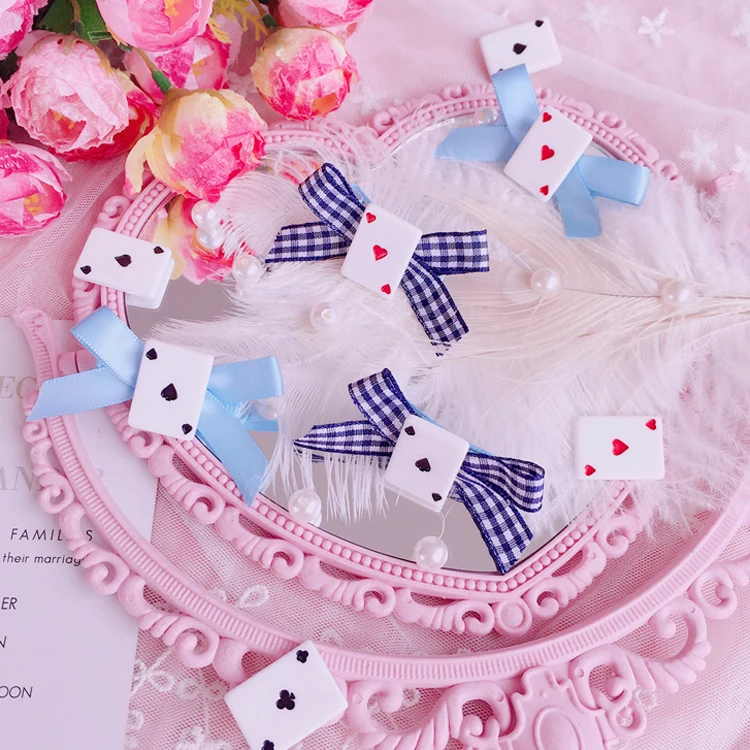 Handmade Lolita KC Vintage Plaid Bowknot Hair Accessories Alice Playing Cards Side Clip Sweet Cute Solid Color Headdress
Handmade Lolita KC Vintage Plaid Bowknot Hair Accessories Alice Playing Cards Side Clip Sweet Cute Solid Color Headdress