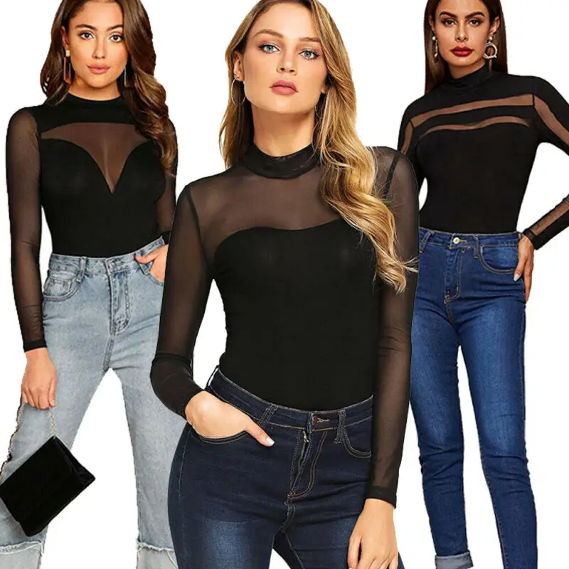 Women Casual High Neck Geometric Bodysuit Long Sleeve Slim Jumpsuit Ladies Sexy Mesh Long Sleeve Leotard Tops Summer 2020
Women Casual High Neck Geometric Bodysuit Long Sleeve Slim Jumpsuit Ladies Sexy Mesh Long Sleeve Leotard Tops Summer 2020