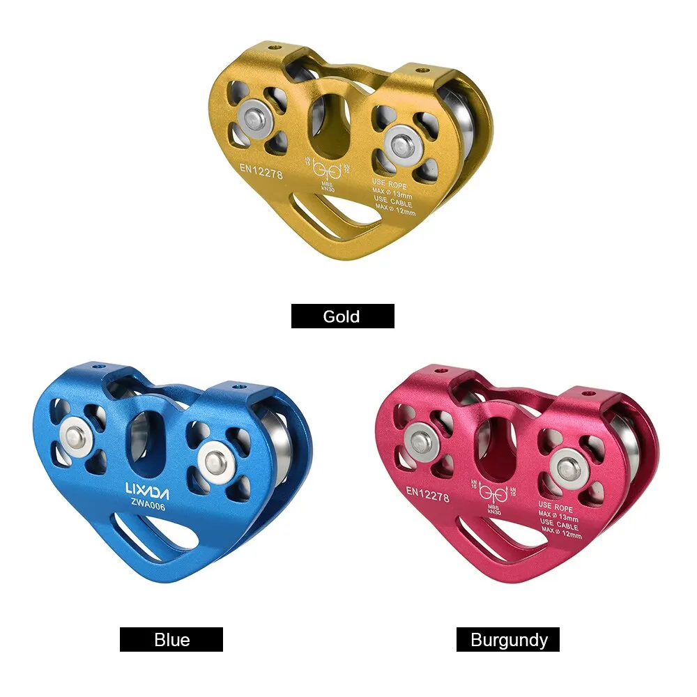 Lixada Carabiner 30kN Cable Trolley Pulley with Ball Bearing Outdoor Rock Ice Climbing Accessories Caving Rescue Aluminum Alloy 
Lixada Carabiner 30kN Cable Trolley Pulley with Ball Bearing Outdoor Rock Ice Climbing Accessories Caving Rescue Aluminum Alloy
