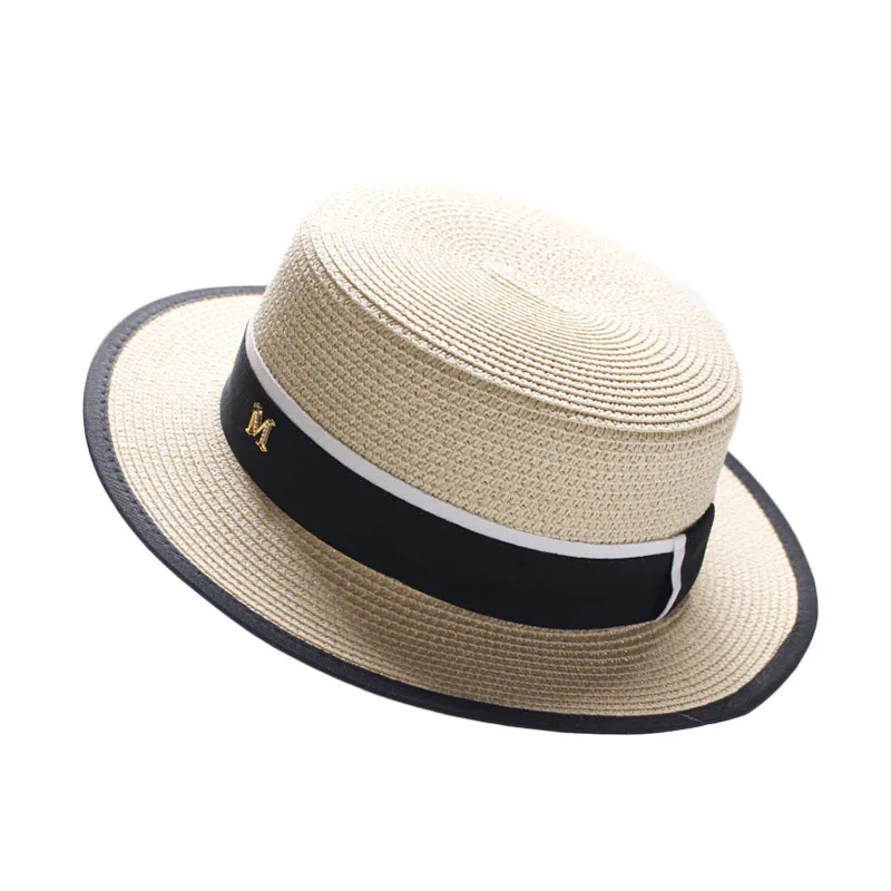 M Letter Ribbon Round Flat Top Straw beach hat Lady Boater sun caps M panama straw fedora women's travel Sun cap gorras
M Letter Ribbon Round Flat Top Straw beach hat Lady Boater sun caps M panama straw fedora women's travel Sun cap gorras