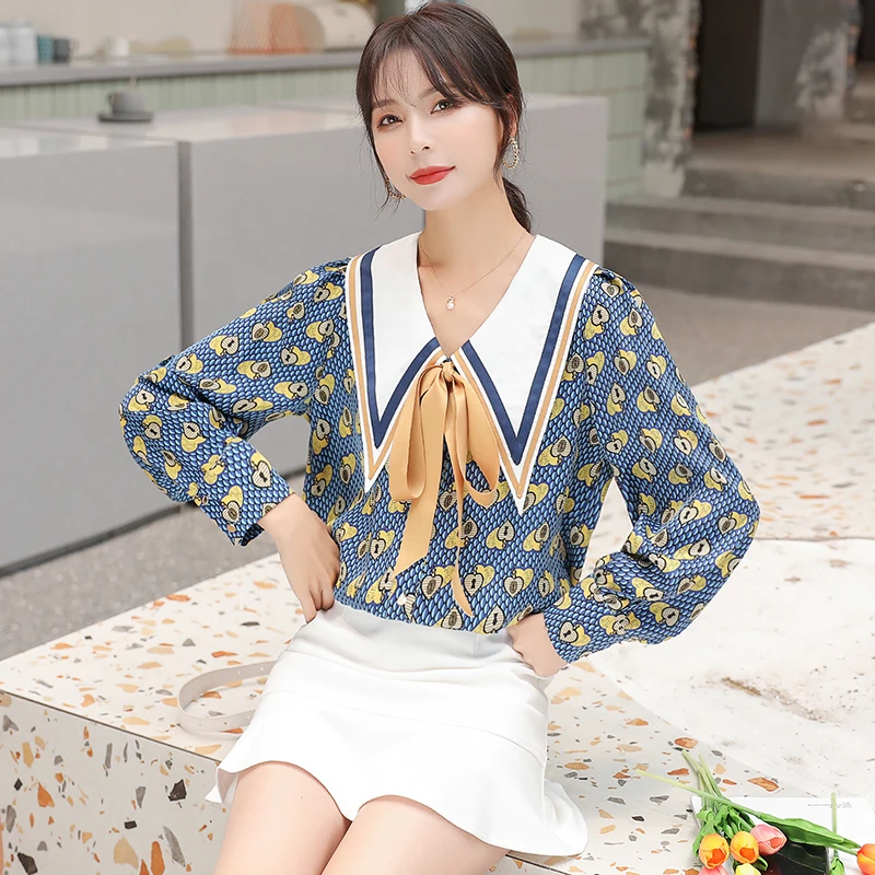 Chiffon Women's Blouse Polo Girl's Shirt Casual Spring Autumn Fashion Long Sleeve Top Clothing Print Lady Blusas Houthion
Chiffon Women's Blouse Polo Girl's Shirt Casual Spring Autumn Fashion Long Sleeve Top Clothing Print Lady Blusas Houthion