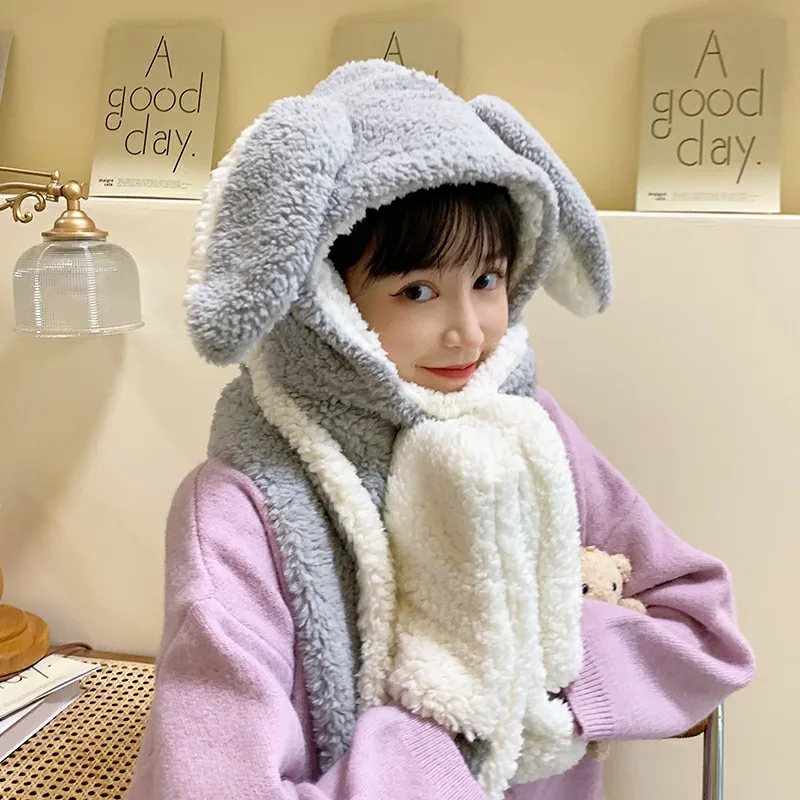 Hat Scarf One Rabbit Ears Winter Thick Plush Autumn and Winter All-match Female Cute Warm Gloves Bib Winter
Hat Scarf One Rabbit Ears Winter Thick Plush Autumn and Winter All-match Female Cute Warm Gloves Bib Winter