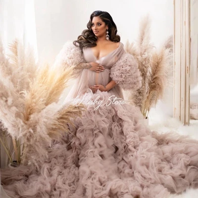 New Arrival Long Tulle Maternity Robes Sexy Sheer Long Ruffled Pleated Tulle Dresses Women Photo Shoot Custom Made Plus Size
New Arrival Long Tulle Maternity Robes Sexy Sheer Long Ruffled Pleated Tulle Dresses Women Photo Shoot Custom Made Plus Size