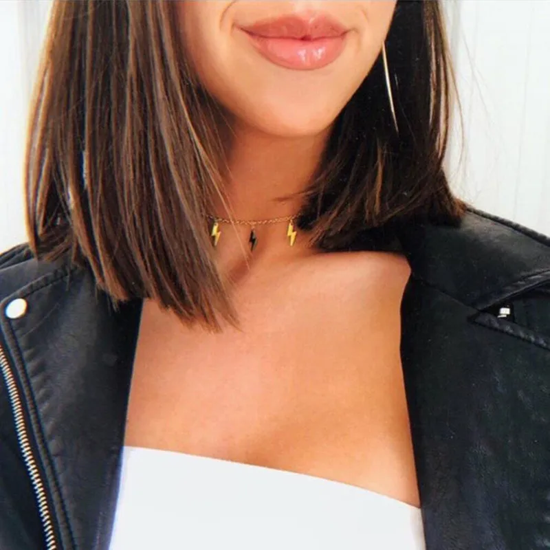 2021 New Korean Lightning Shape Women Clavicle Choker Necklaces Fashion Simple Silver/gold Color Necklaces Lady Party Jewelry
2021 New Korean Lightning Shape Women Clavicle Choker Necklaces Fashion Simple Silver/gold Color Necklaces Lady Party Jewelry