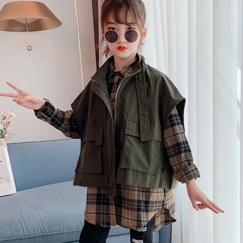 Autumn 2020 Kids Blouses Clothing Sets Baby Big Girls 2 Pcs Long Sleeve Plaid Shirts Tops & Vest Clothes Children Casual Outfits 
Autumn 2020 Kids Blouses Clothing Sets Baby Big Girls 2 Pcs Long Sleeve Plaid Shirts Tops & Vest Clothes Children Casual Outfits