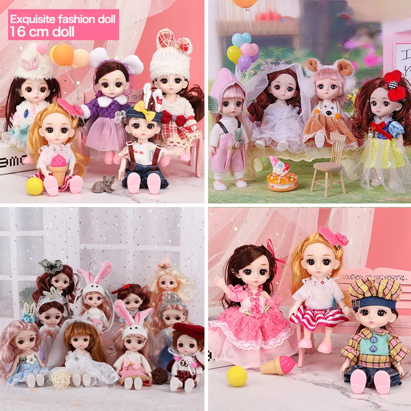 BJD Doll 16 CM 13 Ball Jointed Dolls with 3D Eyes Soft Wig Plastic Body and Head with Clothes Doll for Girls Toys Fashion Gift
BJD Doll 16 CM 13 Ball Jointed Dolls with 3D Eyes Soft Wig Plastic Body and Head with Clothes Doll for Girls Toys Fashion Gift