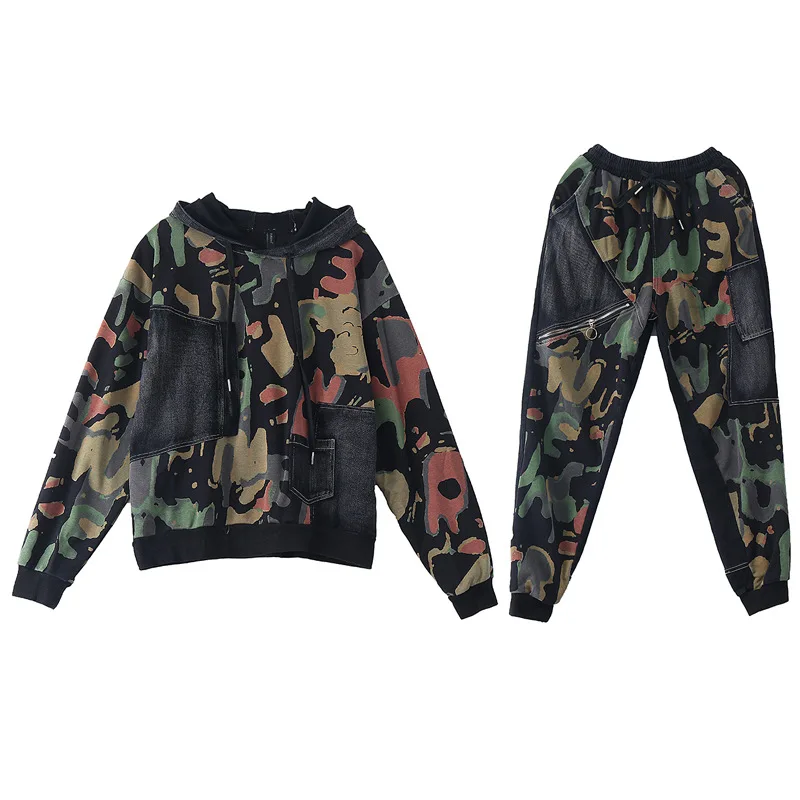 QING MO Women Camouflage Set 2021 Spring Women Drawstring Sweatshirt + High Waist Harem Pants Women Sportswear Set ZQY6454
QING MO Women Camouflage Set 2021 Spring Women Drawstring Sweatshirt + High Waist Harem Pants Women Sportswear Set ZQY6454