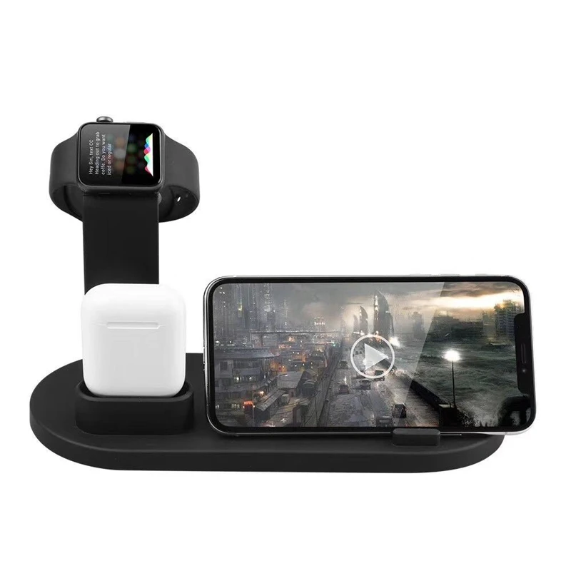 4 в 1 беспроводная зарядная док-станция для Apple Watch iPhone X XS XR MAX 11 Pro 8 Plus Airpods 10 Вт Qi