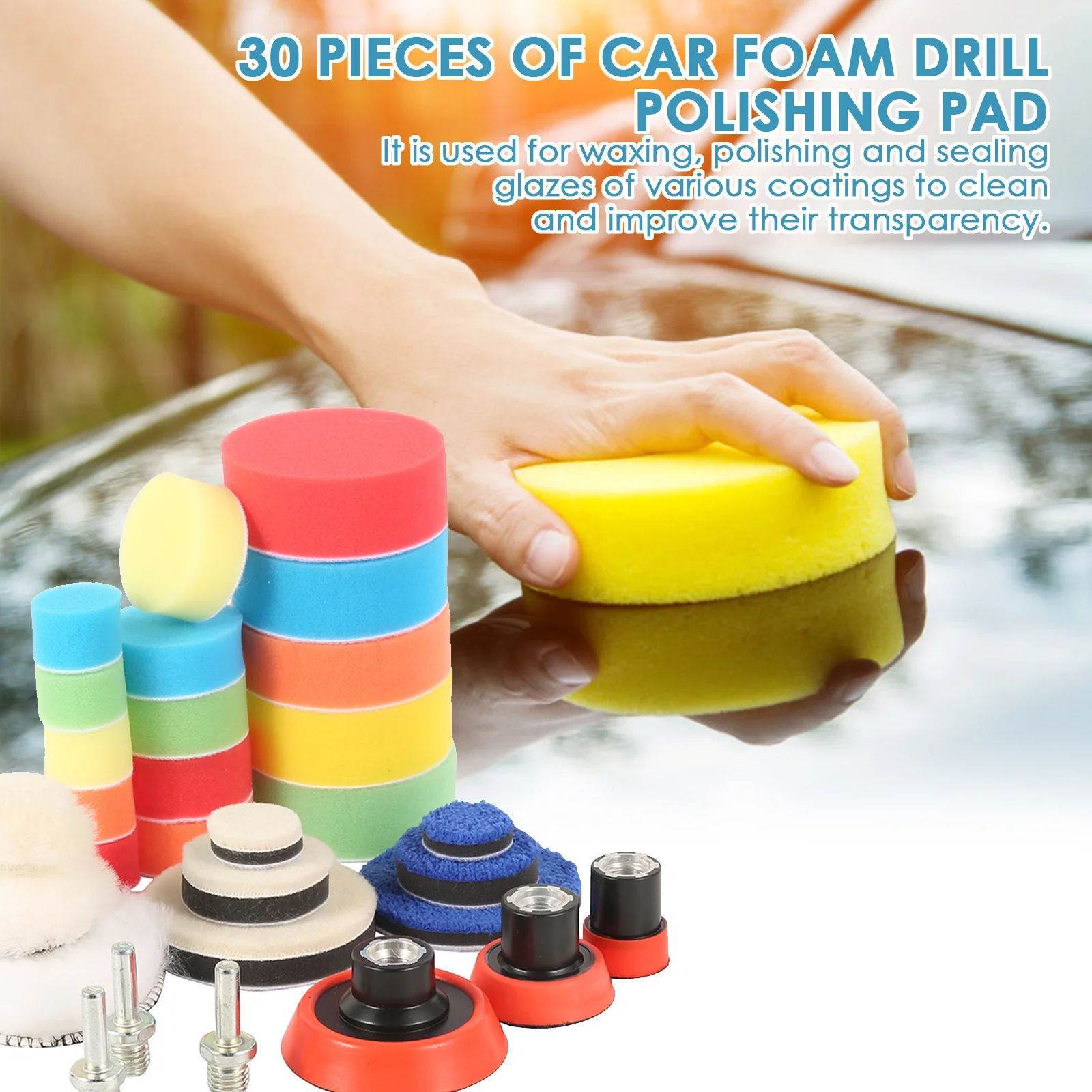 30pcs Car Foam Drill Polishing Pad Kit Buffing Waxing Sponge Set Auto Wheel Polisher Tools Car Clean Polishing Accessories
30pcs Car Foam Drill Polishing Pad Kit Buffing Waxing Sponge Set Auto Wheel Polisher Tools Car Clean Polishing Accessories