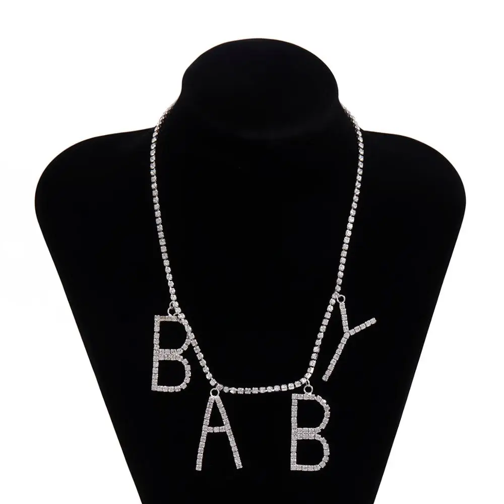 IngeSight.Z Simple Minimalist Rhinestone Crystal Letter BABY Pendant Necklace for Women Stylish Shiny Choker Necklaces Jewelry
IngeSight.Z Simple Minimalist Rhinestone Crystal Letter BABY Pendant Necklace for Women Stylish Shiny Choker Necklaces Jewelry
