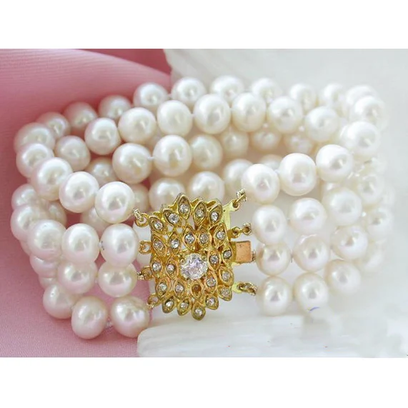Unique Design 4Rows 9-10mm White Round Freshwater Cultured Pearl Bracelet Handmade Fashion Jewelry Nice Lady Gift
Unique Design 4Rows 9-10mm White Round Freshwater Cultured Pearl Bracelet Handmade Fashion Jewelry Nice Lady Gift