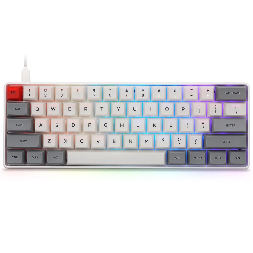 Проводная игровая клавиатура Geek SK61 с 61 клавишами USB Type C RGB подсветка NKRO 60% Gateron
