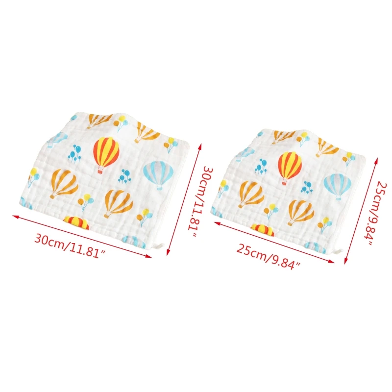 5Pcs/Set 6 Layers Muslin Cotton Baby Washcloth Cartoon Printed Newborn Face Towel Bibs Soft Breathable Absorbent Wipes Handkerch