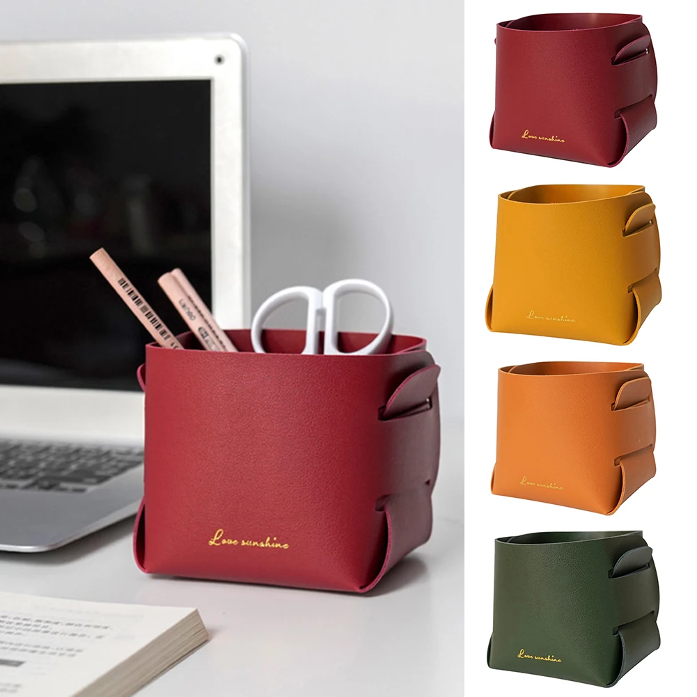 Mini Storage Basket Collapsible Desktop Organizer Simple Leather Storage Cubes Cosmetic Key Sundries Storage Basket for Home
Mini Storage Basket Collapsible Desktop Organizer Simple Leather Storage Cubes Cosmetic Key Sundries Storage Basket for Home