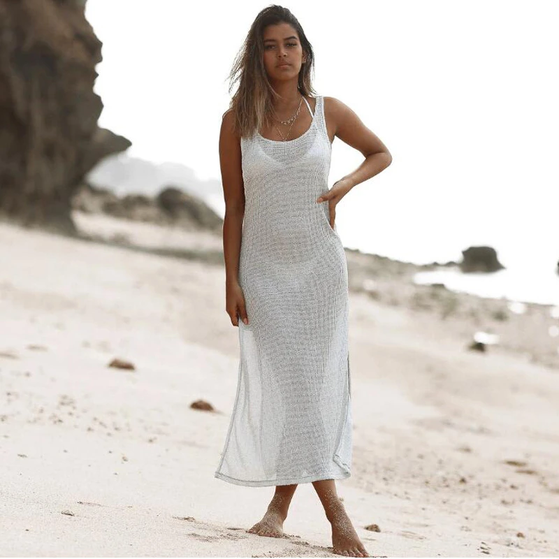 Hollow Out Female Cover Ups Beach Dress Ladies Sleeveless Women Sexy Split Round Neck Loose Mesh Summer Dress
Hollow Out Female Cover Ups Beach Dress Ladies Sleeveless Women Sexy Split Round Neck Loose Mesh Summer Dress