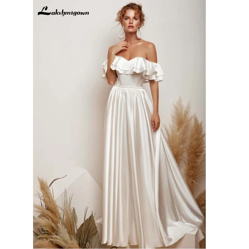 Lustrous Satin Wedding Dress White ivory Robe ete Femme 2020 Sexy Bridal Dress Lace Up Plus Size Off the Shoulder Wedding gown
Lustrous Satin Wedding Dress White ivory Robe ete Femme 2020 Sexy Bridal Dress Lace Up Plus Size Off the Shoulder Wedding gown