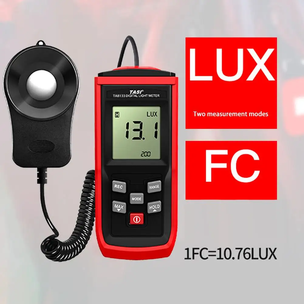TA8123 Digital Light Meter illuminometer Luxmeter 0~200,000Lux Resolution 0.1LUX/1LUX 50 Datas Storage
TA8123 Digital Light Meter illuminometer Luxmeter 0~200,000Lux Resolution 0.1LUX/1LUX 50 Datas Storage