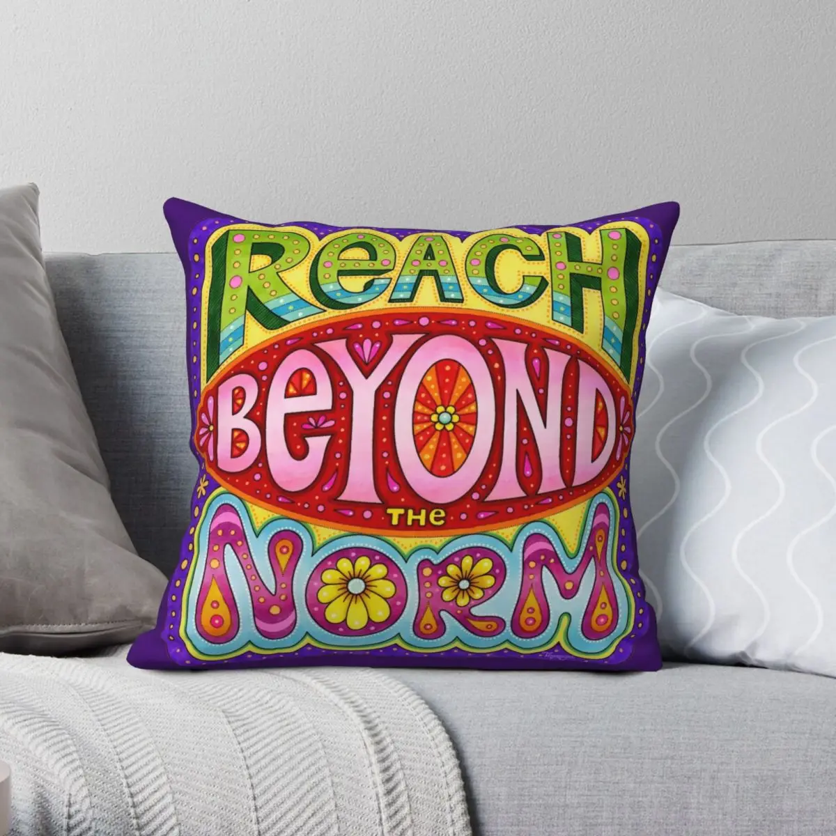 

Reach Beyond The Norm Square Pillowcase Polyester Linen Velvet Creative Zip Decor Throw Pillow Case Home Cushion Cover 18"