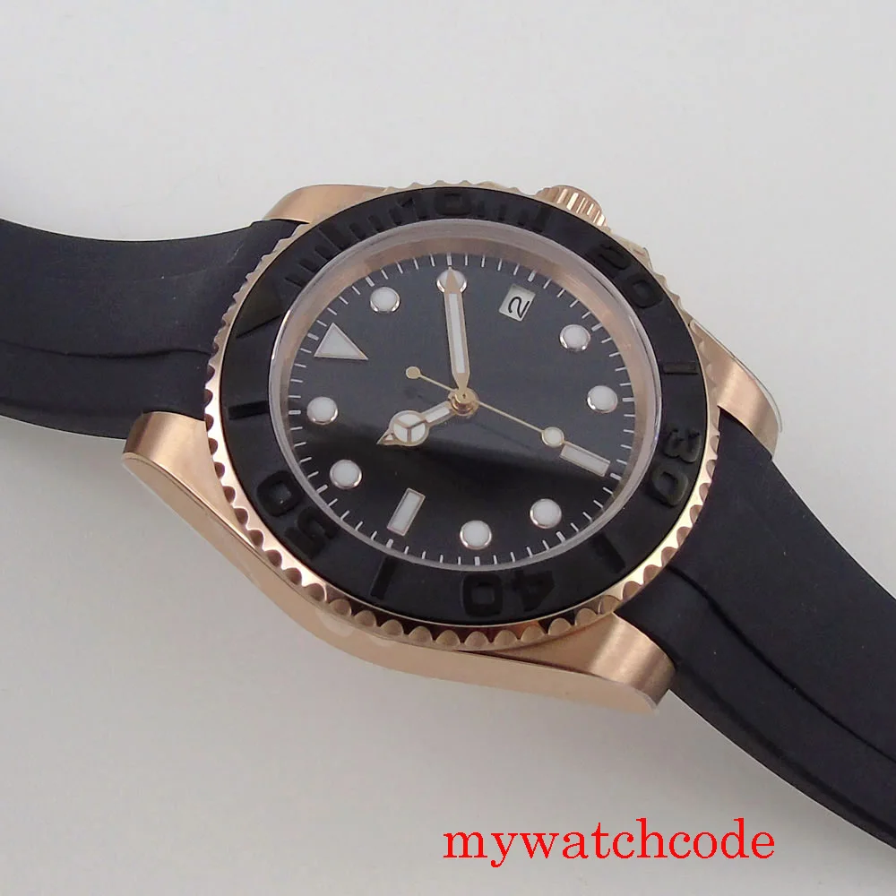 40mm Bliger Sterile Rose Gold Plated Japan NH35 MIYOTA 8215 Automatic Men Watches Sapphire Crystal Rubber Strap Rotating Bezel
40mm Bliger Sterile Rose Gold Plated Japan NH35 MIYOTA 8215 Automatic Men Watches Sapphire Crystal Rubber Strap Rotating Bezel