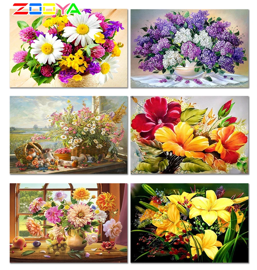 ZOOYA DIY Алмазная Живопись Вышивка крестом рукоделие мозаика вышивка цветы камень