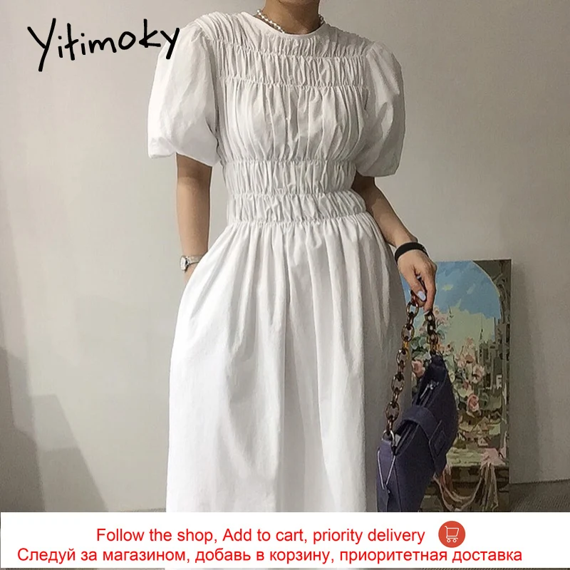 Yitimoky Vintage Woman Dresses O-Neck Lantern Short Sleeve 2021 Summer Fashion New Ruched Pocket Simple Empire Solid Dress
Yitimoky Vintage Woman Dresses O-Neck Lantern Short Sleeve 2021 Summer Fashion New Ruched Pocket Simple Empire Solid Dress
