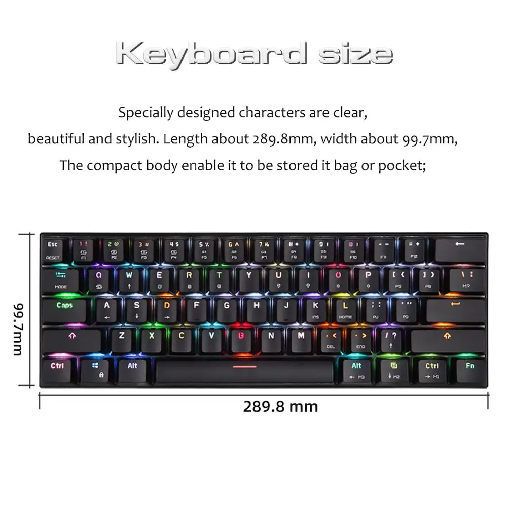 Беспроводная механическая клавиатура Motospeed игровая мини с Bluetooth 61 клавиша RGB