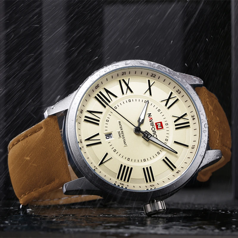 Naviforce Top Brand Luxury Men Sports Leather Strap Watches Quartz Date Clock Man Waterproof Wrist Watch Relogio Masculino | Наручные
