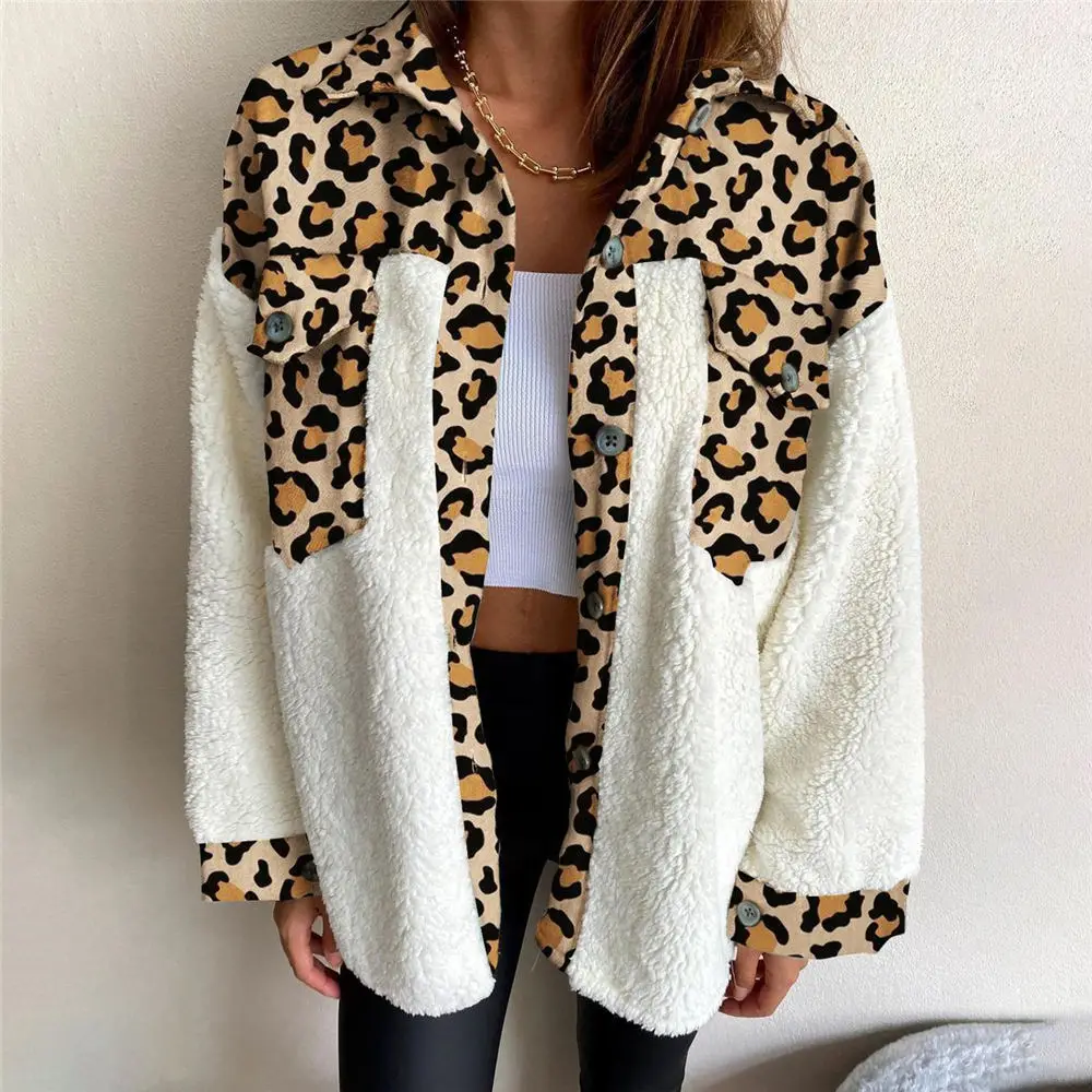 Women Leopard Sherpa Sweater Fluffy Teddy Fleece Cardigan Patch Leopard Jacket Ladies Winter Streetwear Sexy Sweaters
Women Leopard Sherpa Sweater Fluffy Teddy Fleece Cardigan Patch Leopard Jacket Ladies Winter Streetwear Sexy Sweaters