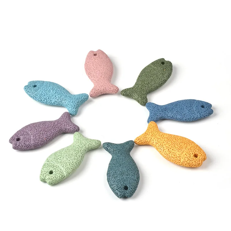 5pcs / bag natural colored volcanic rock pendant fish-shaped loose beads handmade DIY necklace bracelet jewelry accessories 
5pcs / bag natural colored volcanic rock pendant fish-shaped loose beads handmade DIY necklace bracelet jewelry accessories