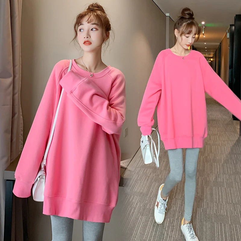 1959# 2021 Autumn Korean Fashion Pink Cotton Maternity Hoodies Sweet Lovely Loose Sweatshirt Clothes for Pregnant Women Tops
1959# 2021 Autumn Korean Fashion Pink Cotton Maternity Hoodies Sweet Lovely Loose Sweatshirt Clothes for Pregnant Women Tops