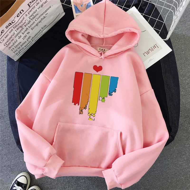 Autumn Rainbow Pattern Women's Sweatshirt Hooded Fashion Simple Sweater Loose Long Sleeve Couple Winter Men Sweatshirt Pullover 
Autumn Rainbow Pattern Women's Sweatshirt Hooded Fashion Simple Sweater Loose Long Sleeve Couple Winter Men Sweatshirt Pullover