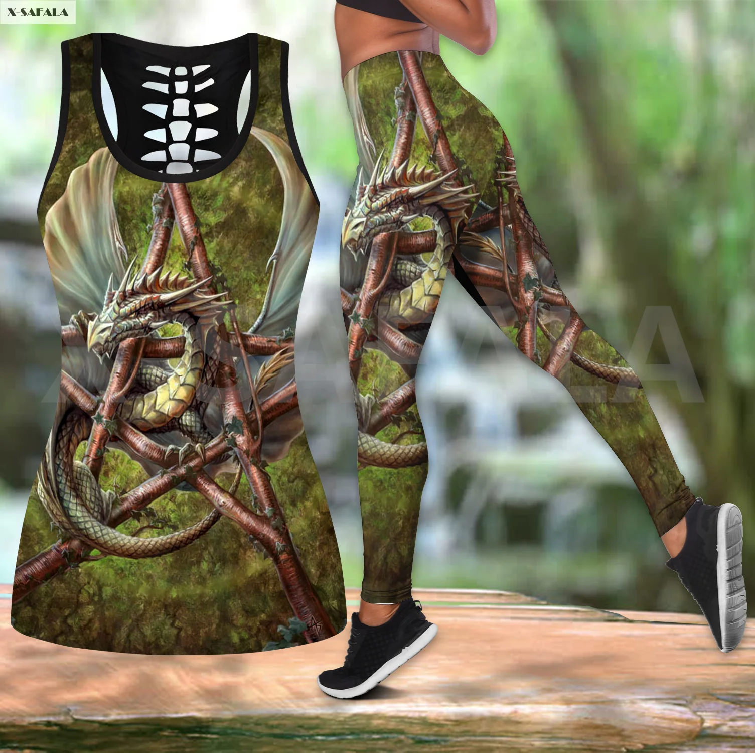 Dragon Art Two Piece Yoga Set Women 3D Print Vest Hollow Out Tank Top High Waist Legging Summer Casual Sport
Dragon Art Two Piece Yoga Set Women 3D Print Vest Hollow Out Tank Top High Waist Legging Summer Casual Sport