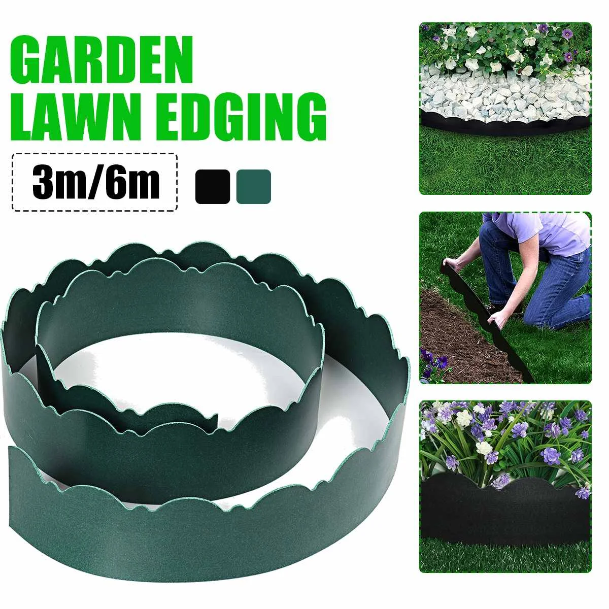 3 6m Garden Flexible Lawn Grass Plastic Edging Border landscape edging Easy Install Insert Black Green
3 6m Garden Flexible Lawn Grass Plastic Edging Border landscape edging Easy Install Insert Black Green