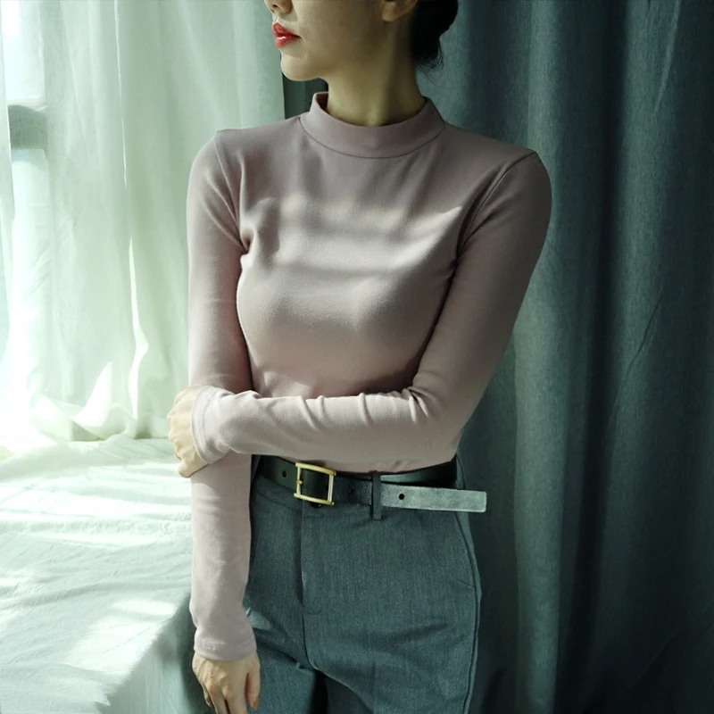 winter women's Thin Solid T-shirt Top women Tight bottoming shirt long-sleeved casual T-shirt Slim solid cotton T-shirt tees
winter women's Thin Solid T-shirt Top women Tight bottoming shirt long-sleeved casual T-shirt Slim solid cotton T-shirt tees