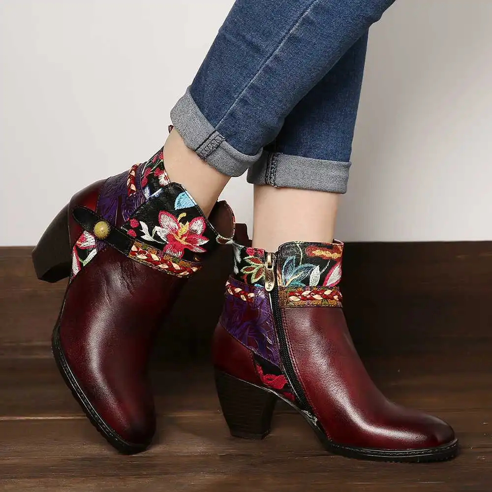 SOCOFY Retro Braided Boots Rope Embossing Genuine Leather Splicing High Heel Boots Ladies Shoes Women Botines Mujer 2020
SOCOFY Retro Braided Boots Rope Embossing Genuine Leather Splicing High Heel Boots Ladies Shoes Women Botines Mujer 2020