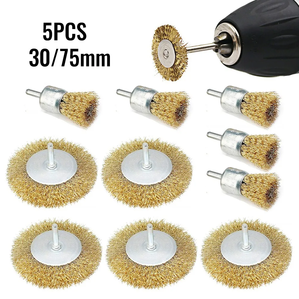 5pcs Brass Wire Brush 30/75mm Wire Round Flat/End Wire Brushes Rust Removal Tool 6mm Round Shank Wire Brushes
5pcs Brass Wire Brush 30/75mm Wire Round Flat/End Wire Brushes Rust Removal Tool 6mm Round Shank Wire Brushes
