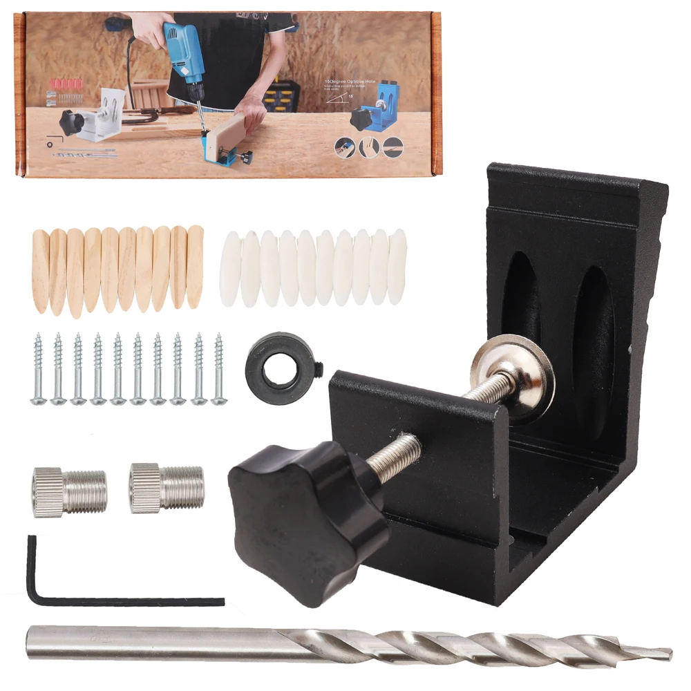 Woodworking Oblique Hole Locator Positioner Drill Bits Pocket Hole Jig Kit 15 Degree Angle Drill Guide Set Carpentry Tools
Woodworking Oblique Hole Locator Positioner Drill Bits Pocket Hole Jig Kit 15 Degree Angle Drill Guide Set Carpentry Tools