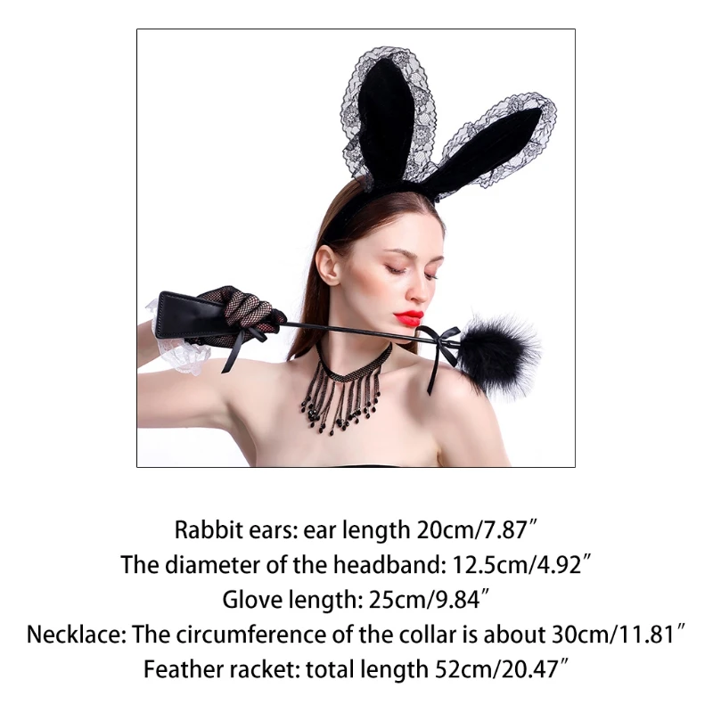 4 Pieces Women Velvet Bunny Ears Headband Feather Whip Crystal Tassel Choker Necklace Fishnet Gloves Set Sexy Rabbit
4 Pieces Women Velvet Bunny Ears Headband Feather Whip Crystal Tassel Choker Necklace Fishnet Gloves Set Sexy Rabbit