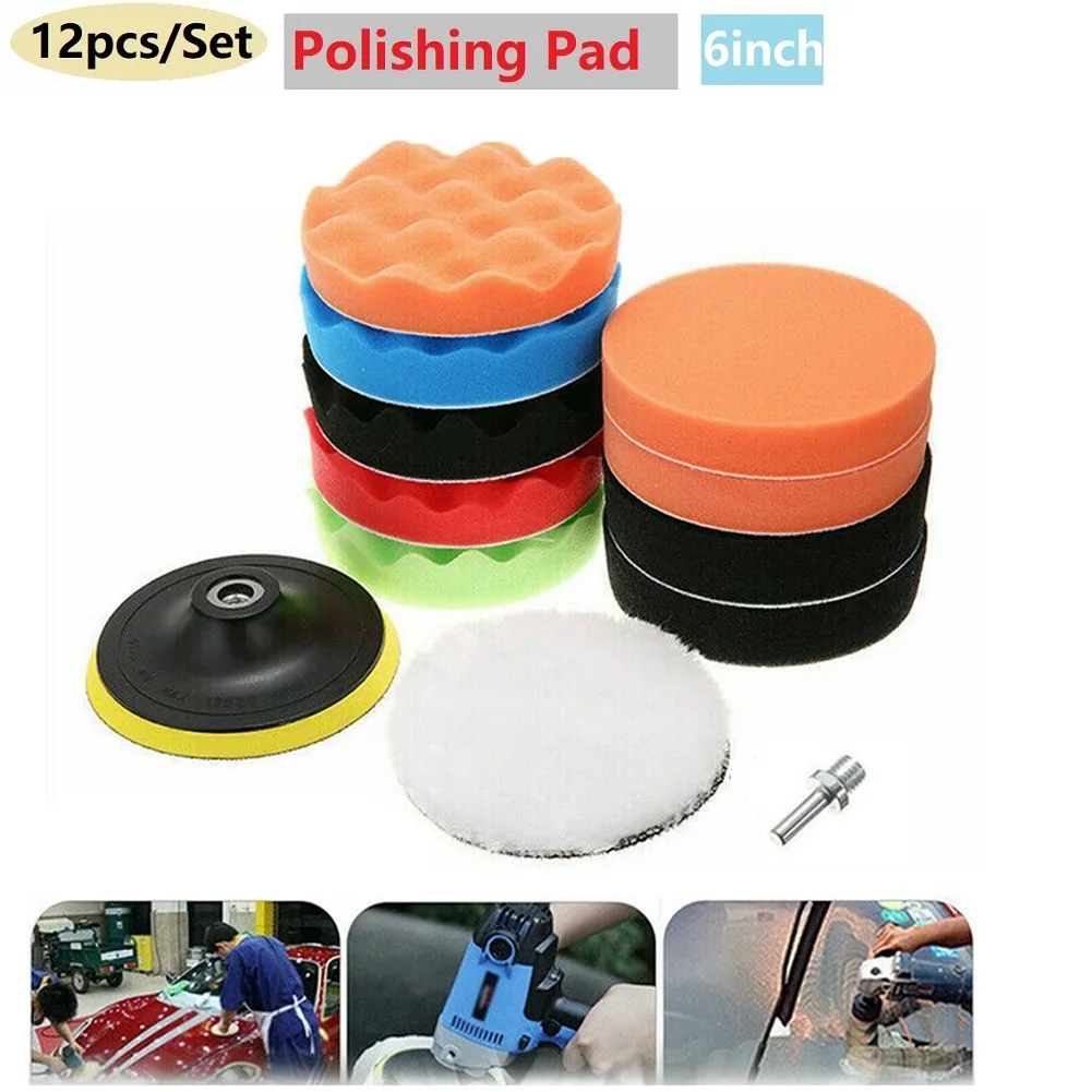 12pcs 6inch Car Polishing Pad Waxing Sponge Wheel Polishing Disc M14 Adapter For Polishing Sealing Glaze Power Tools Accessories
12pcs 6inch Car Polishing Pad Waxing Sponge Wheel Polishing Disc M14 Adapter For Polishing Sealing Glaze Power Tools Accessories